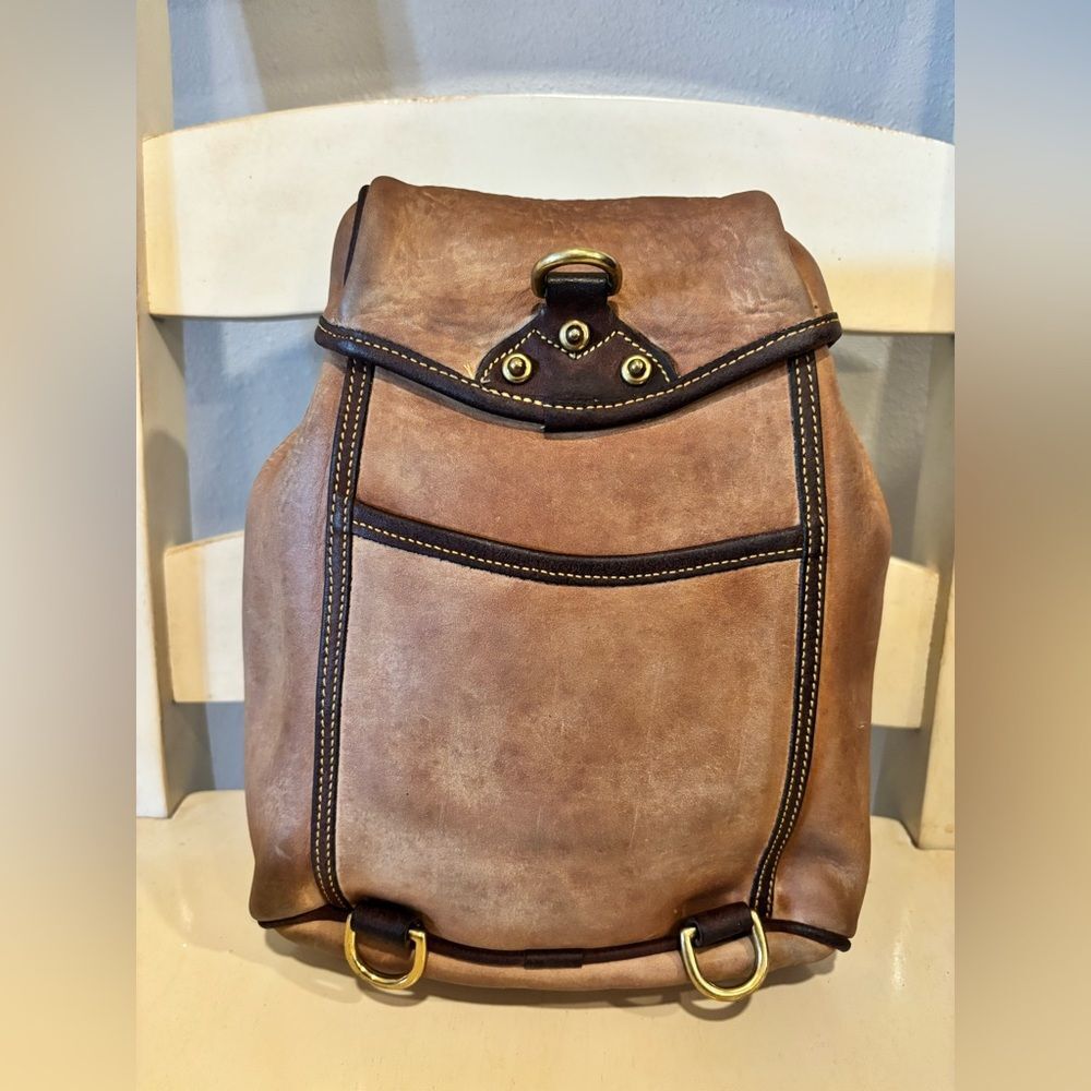 Vintage Dooney & Bourke AWL Nubuck Leather Backpack Purse Brown Tassel USA Made - Picture 8 of 11